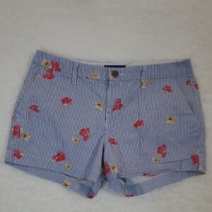 Old Navy Blue & White Striped Shorts with Floral Design size 6